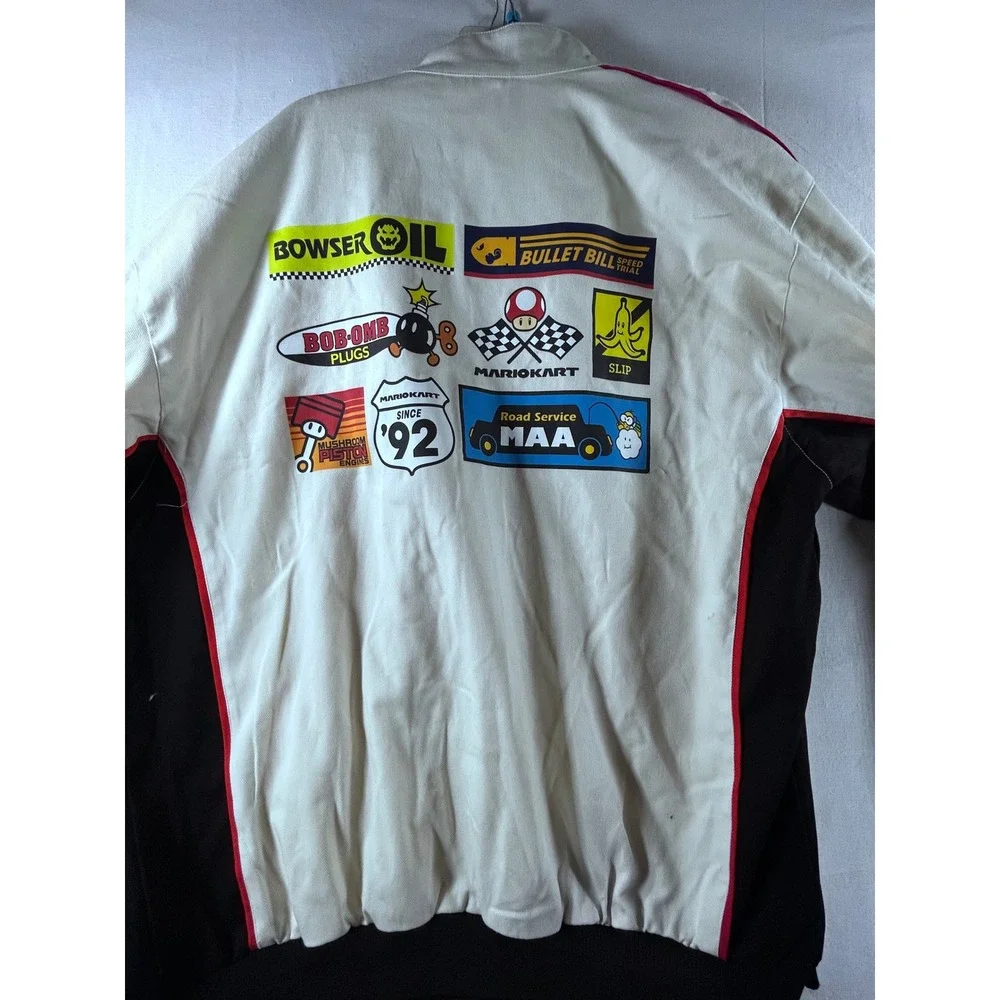 Nintendo Mario Kart‎ Racing Bomber Jacket Mens XL White Isaac Morris XKP052AMNTG